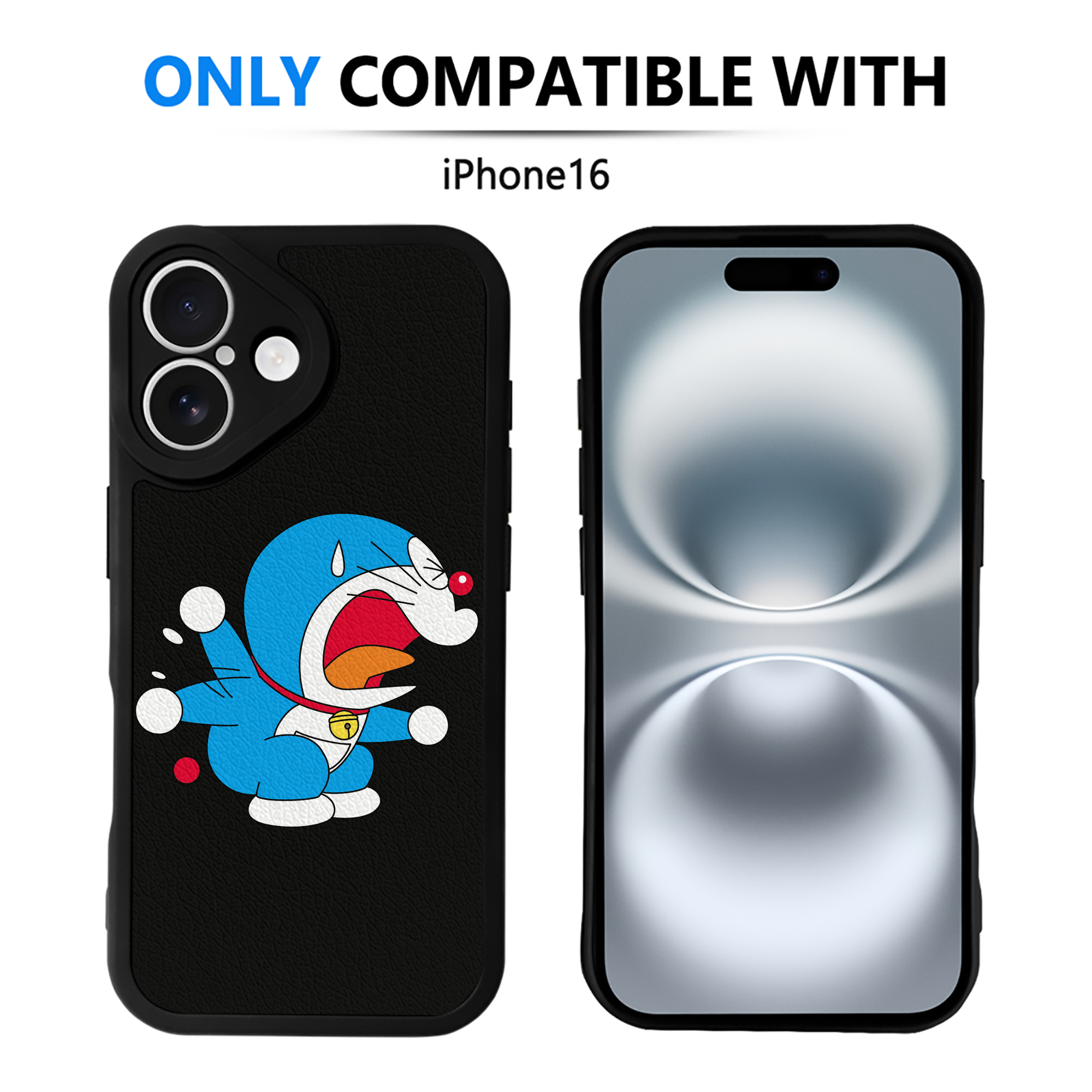 （画像用） ドラえもん Doraemon 【iPhone 16シリーズ対応】シリコンスマホケース（レザー調） 材質：シリコン